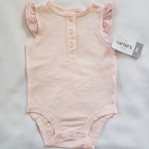 New Carters Girls Pink Striped Button Onsie